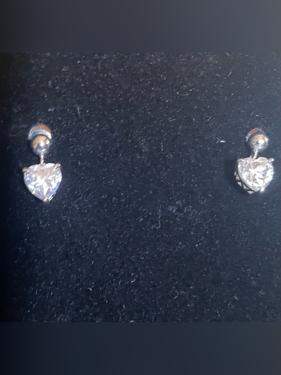 Jewelry - Moissanite Heart Drop Earrings Sterling Silver